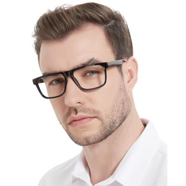 MARE AZZURO Retro Big Reading Glasses 2.25+ Men Lightweight Readers 1.0 1.25 1.5 1.75 2.0 2.25 2.5 2.75 3.0 3.5 4.0 5.0 6.0 (Black, 2.25)