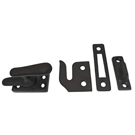 QCAA Solid Brass Casement Fastener Window Lock, Small, Matte Black, 1 Pack