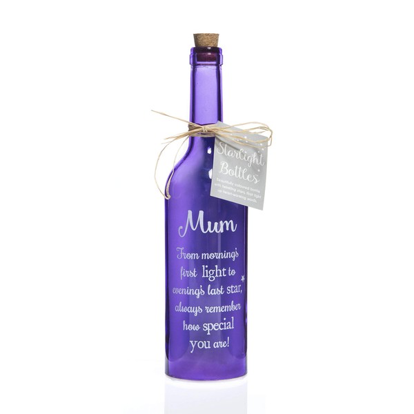 Boxer Gifts Light-Up LED Mum Glass Starlight Bottle | Beautiful, Decorative Homeware Gift Perfect for Birthday, Christmas Or Mothers Day, Purple,6.70 x 6.70 x 29.50 cm