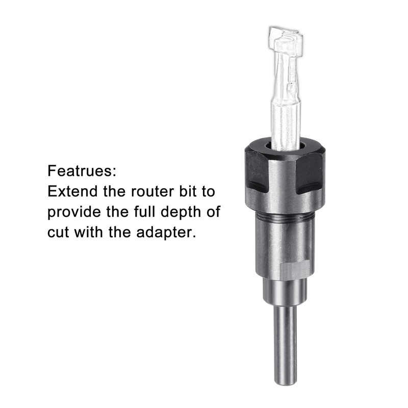 QUARKZMAN Router Collet Extension Rod Converter Adapter 8mm to 12.7mm