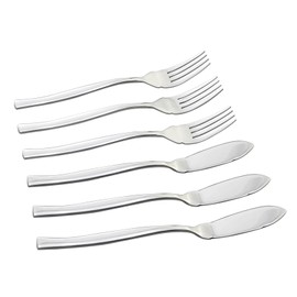 Ikando 8-Piece Stainless Steel Fish Forks, Butter Spreader, Fish Serving Forks
