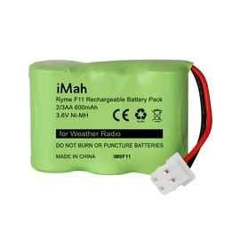 iMah Ryme F11 2/3AA600 3.6V 600mAh Ni-MH Battery Pack, fits Kaito KA500 KA550 KA600 and fits Eton FRX3 Earlier Round-Hole Verson(Don't fit Eton FRX3 0000101 Newer Square-Hole Verson)