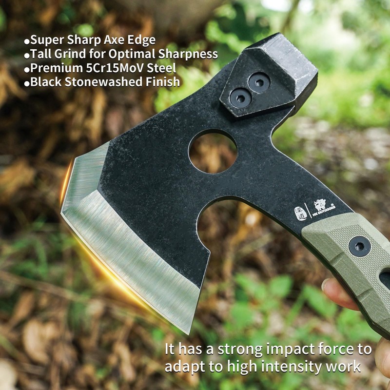 HX Outdoors Multifunctional Splitting Axe, Full Tang Survival Camping Tactical