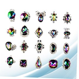 Outanaya 20pc Transparent Crystal Nail Art Rhinestones Multicolored Shaped Ab Diamond Nail Gems for Decor for Salon Home Use for Crafting Body Art More Random Style