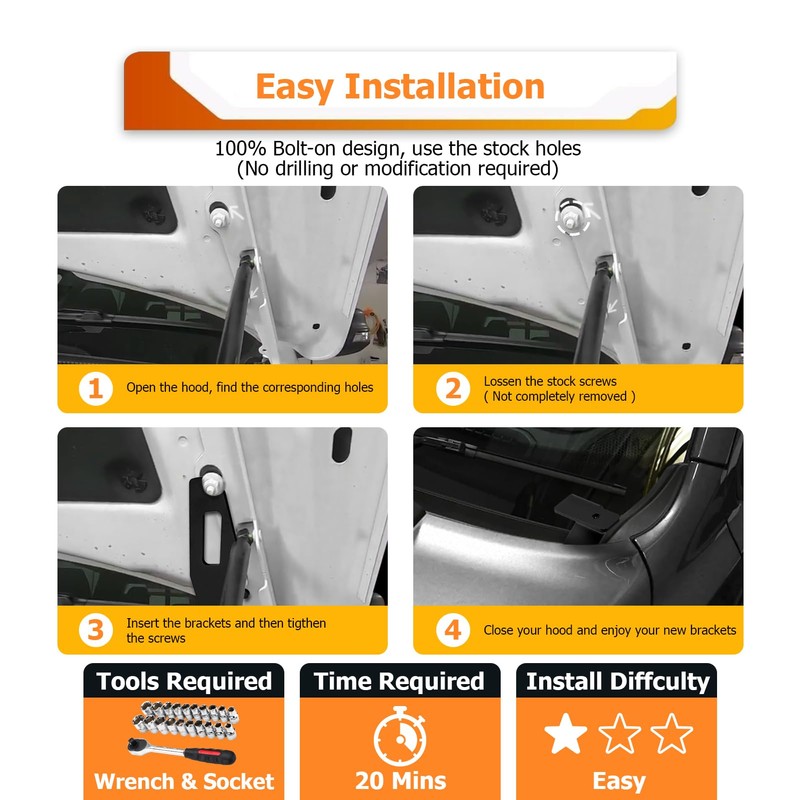 WeiSen Upper Hood Hinge Ditch Light Mount Brackets for Auxiliary