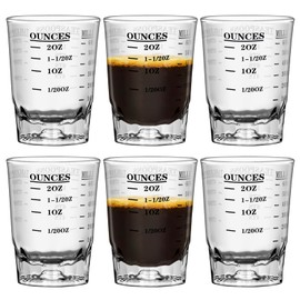 2 OZ 4 Features Shot Glasses Measuring cup Liquid Heavy Glass Wine Glass Espresso Shot -Incremental Measurement Heavy 60ML (6, Black)