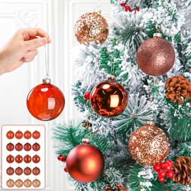 Hollowfly 20 Pcs Mixed 3.15 Inch Christmas Tree Ornaments Set - Clear, Matte, Shiny, Glitter, Pearl Sequin Glass Balls for Christmas, Birthday, Wedding Decor