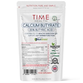 Time Health Calcium Butyrate C Made with Premium ButiShield? C >35% Butyric Acid C Gut & Microbiome Support C 60 Capsules
