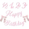 Glitter Garland Cursive Happy Birthday Decoration Age Number 1/2 1st