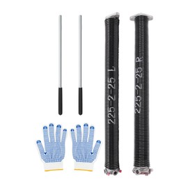 Garage Door Torsion Springs, Pair of 2" Electrophoretic Coated Door Springs Garage Door Torsion Springs Set with Non-Slip Winding Bar & Gloves for Replacement & Installation (0.225"x2"x25")
