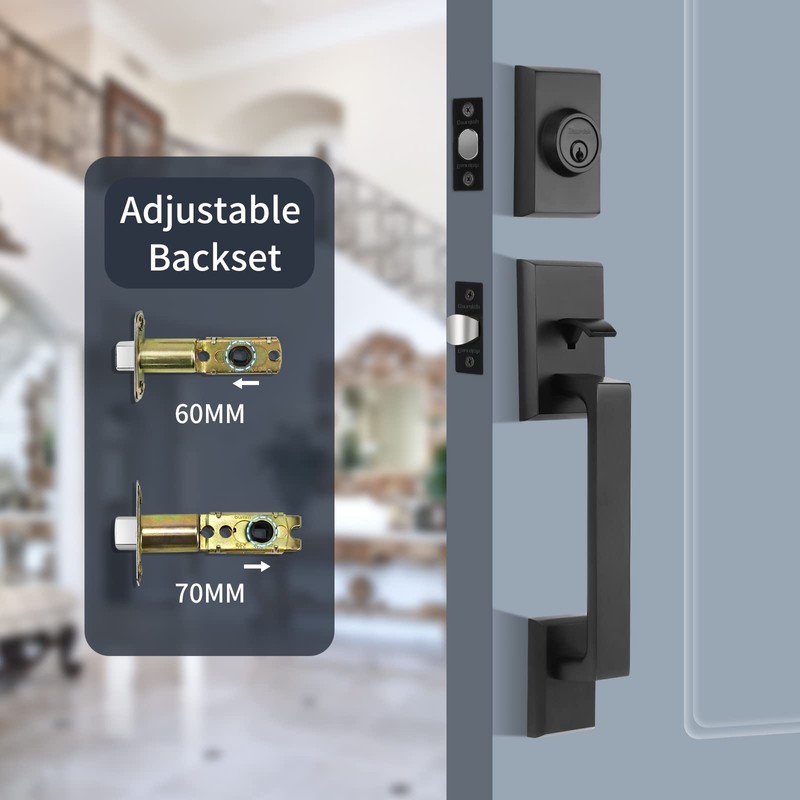 Heavy Duty Front Door Handle Set with Deadbolt,Exterior Door Lock