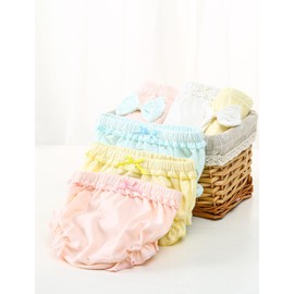 AUBIG Baby Toilet Pee Potty Training Pants Cotton Underwear Ruffle Underpants Breathable Panties 4Pcs Toddler Girls Boys Bloomers