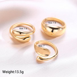 FUTIMELY Chunky Gold Plated Stackable Knuckle Ring Set for Women Irregular Geometric Wide Thick Metal Finger Open Rings Adjustable Rings Jewelry Gifts (Open)