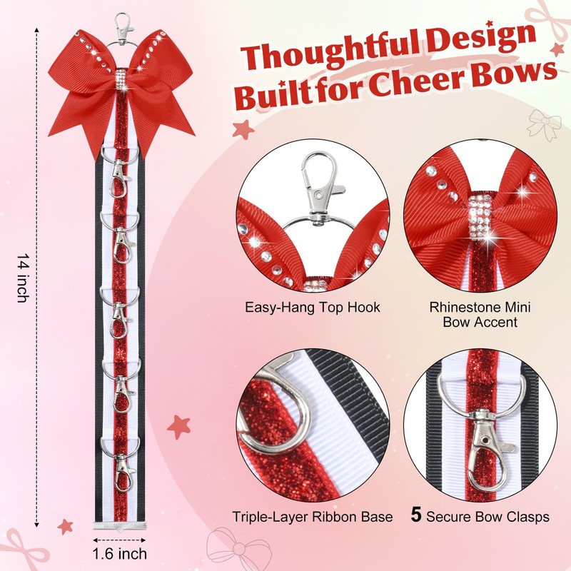 DEEKA Cheer Bow Holder with Mini Bow for Backpack Bags