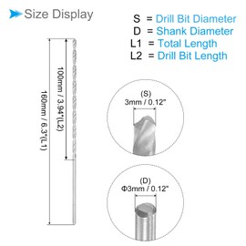 CoCud Extra Long Spiral Drill Bit 3 mm Drill Bit Diameter 160 mm Total Length High-Speed Steel Spiral Drill Bit (Application: for Copper Metal Wood Aluminium) Pack of 6