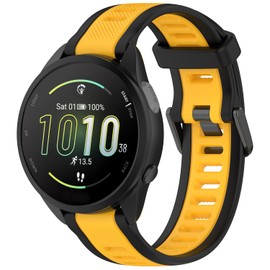 Compatible with Garmin Forerunner 165 Watch Band, 20mm Width Silicone Replacement Bands for Garmin Vivoactive 3 / Vivoactive 5 / Forerunner 55, 245, 645 Music Smartwatch (Yellow)