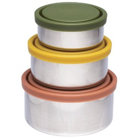 Ever Eco Stainless Steel Round Nesting Containers Set of 3, Autumn
