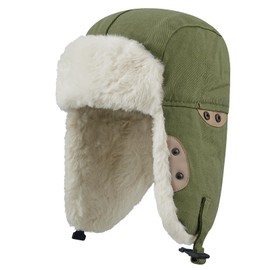 Clakllie Faux Fur Russian Hat for Women Men Cold Weather Trooper Trapper Hat Ushanka Hunting Eskimo Cap Ski Snow Caps,Green