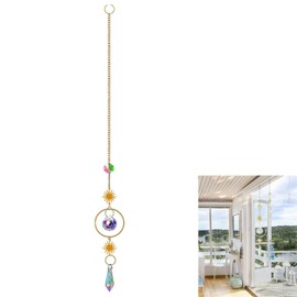 Suncatcher Crystal Window, Hanging Wind Chime, Sun Moon Pendant, Crystals, Garden Decoration, Hanging Window Decoration, for Indoor and Outdoor Decoration, Garden Decoration