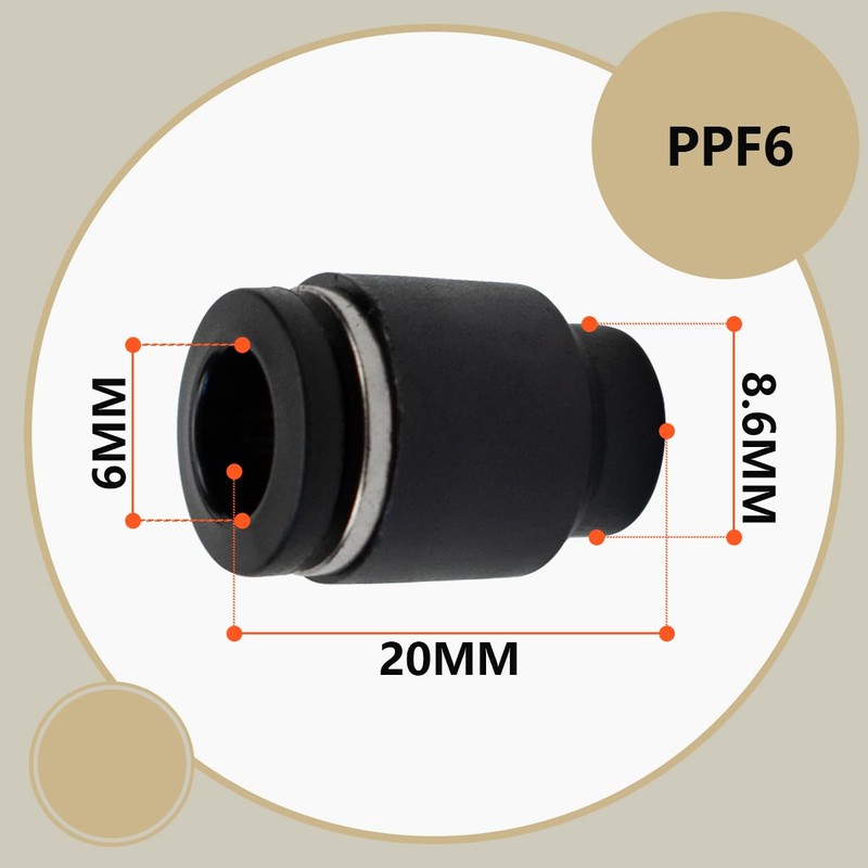 Bwintech 10 Pcs 6mm Tubing OD Push to Connect Pneumatic