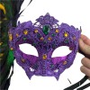 Masquerade Mask Purple Elegant Beautiful Gems & Feather Swan Mardi