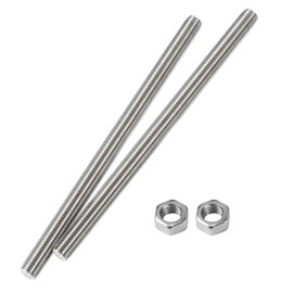 HiPicco M8 x 200mm Fully Threaded Rod & Studs, 304 Stainless Steel Right Hand Threads Rods, M8-1.25 Thread Pitch for Anchor Bolts, Clamps, Hangers and U-Bolts 2 Pack【with Nuts】