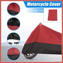 ACROPIX Motorcycle Cover Motorbike Full Cover Outdoor Rain Dust Protector 190T L Red Black for Touring Cruiser Scooters Universal Car Parts