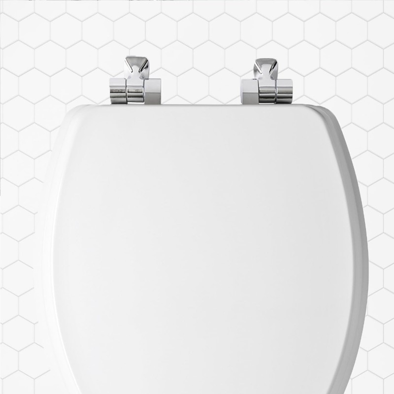 Mayfair Bennett Toilet Seat with Chrome Hinges, Slow Close Wood