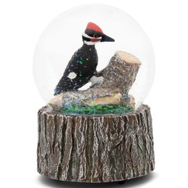 Elanze Designs Pileated Woodpecker 100 MM Tabletop Musical Glitter Snow Globe Figurine Play Tune Born Free