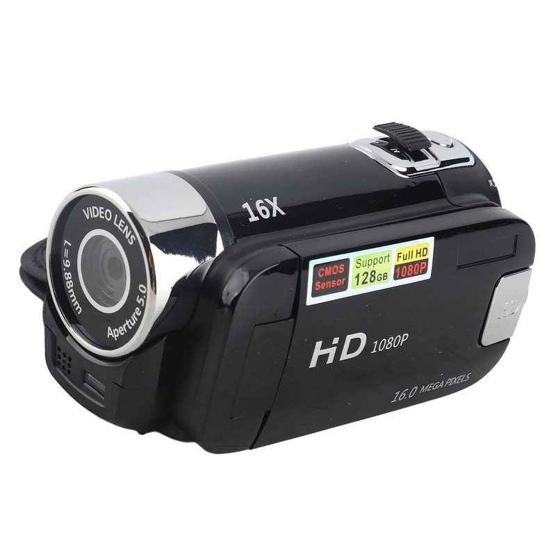 Qiilu Digital Camcorder, Full HD 270° Rotation 1080P 16X High