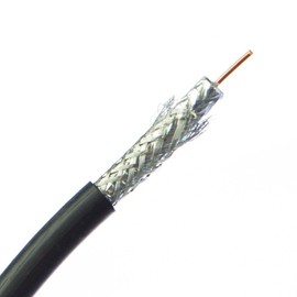 CableWholesale RG6 Quad Shielded Coax Cable, Bulk RG6 Coaxial Cable, Black, 18 AWG, Solid Core, Pullbox, 1000 feet