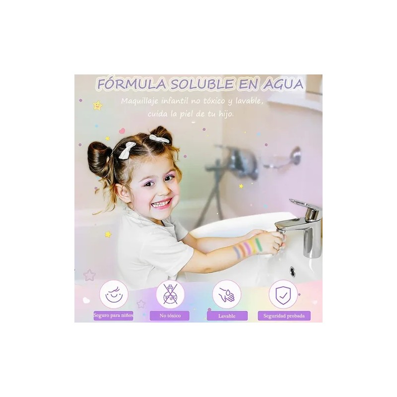 Juego De Maquillaje Lavable Para Niñas, 20 Piezas