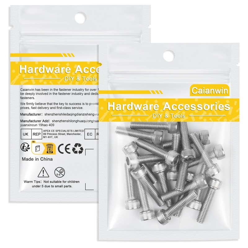 Caianwin M6 Screws 20 Pcs, DIN 912 Stainless（A2 V2A）M6 X