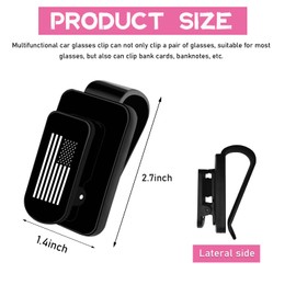 Ohleats Sunglasses Holder for Car Sun Visor, US Flag Metal Auto Eyeglass Hanger Clip, Multi-Function Ticket Card Clip Eyeglasses Mount, Truck Car Accessories for Men Women (Black)