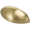 LONTAN 10 Pack Gold Cup Handles Drawer Shell Pull Handles 3 Inch Brushed Brass Cup Cupboard Handles Modern Bin Cup Drawer Pulls Cup Handles for Cabinets, 76mm Hole Centers,LS0313BB76