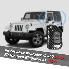 Key Fob Cover Case Protector Fit for Jeep Wrangler JL JLU Gladiator JT 2018-2025 (Carbon Fiber)