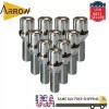 ARROW 20x Chrome M12x1.5 Cone Seat Spline Lug Bolt 28mm