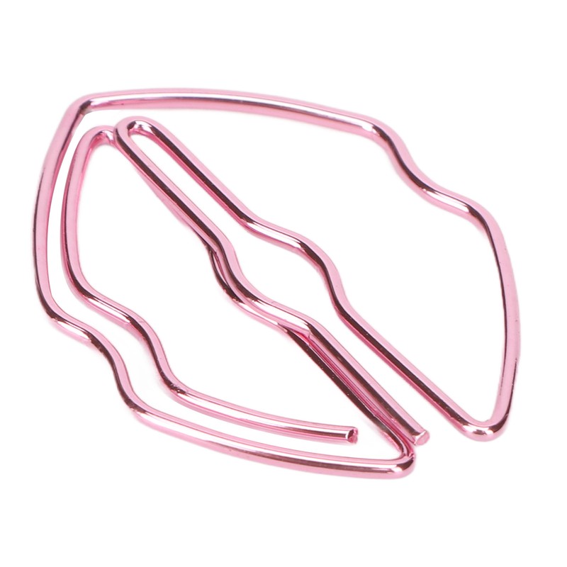 100pcs Paper Clips Portable Purple Lip Shape Rustproof Electroplated Metal