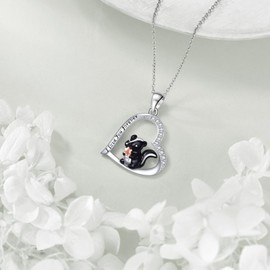 VENACOLY Skunk S925 Sterling Silver Skunk Necklace Skunk Flower Pendant Cute Skunk Jewellery for Women Lover Christmas Gifts