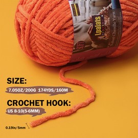 Lpalats Baby Blanket Yarn for Crocheting - 1 Pack of 200g/7oz Chunky Chenille Yarn for Knitting Blankets Amigurumi - #6 Super Bulky - 174 Yards Soft Thick Plush Yarns (1, Black)