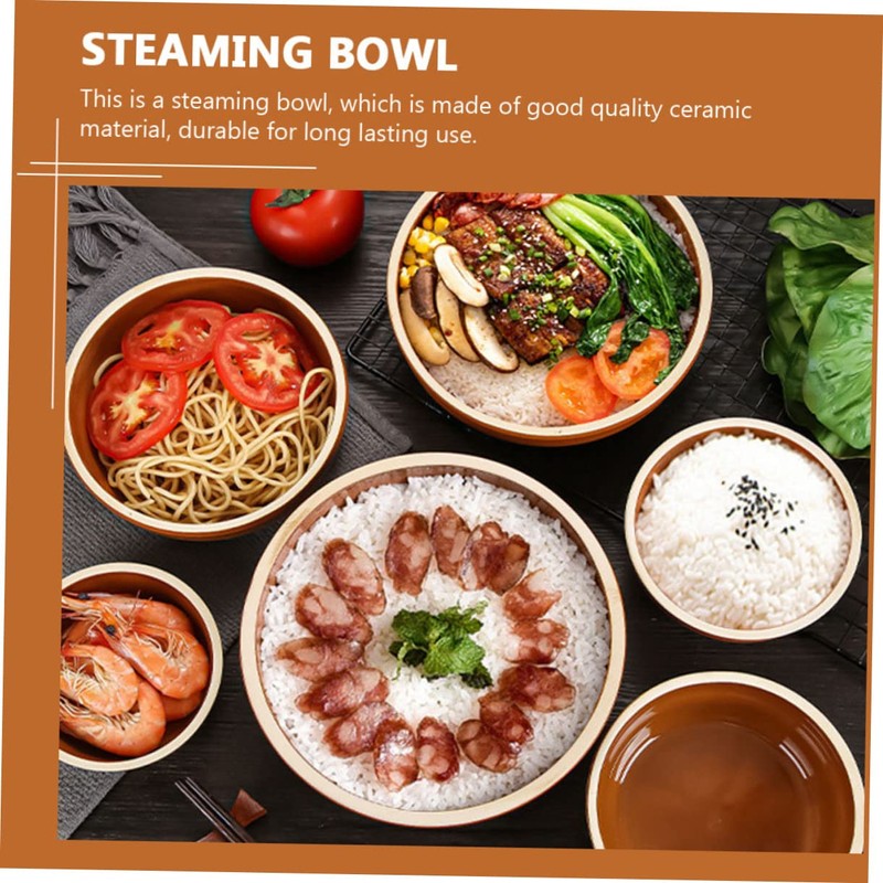 iplusmile 2Pcs Ceramic Steaming Bowls Practical Kitchen Tableware for Soup