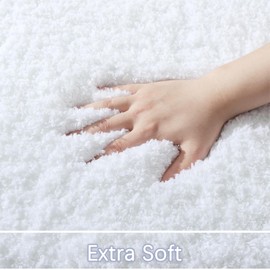 LOCHAS Bathroom Rug 36x24 Inch, Soft Thick Absorbent Microfiber Bath Rugs for Bathroom, Machine Washable, Shaggy Plush Non Slip Bath Mat for Tub, Shower Floor, Quick Dry Mats, White