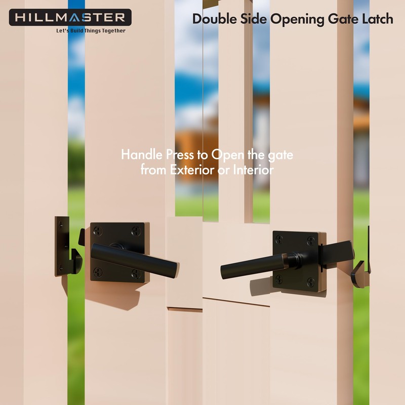 HILLMASTER Double Sided Gate Latch for Wooden Fence,Heavy Duty Swinging