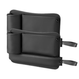 Car Seat Side Gap Organizer with Cup Holders, 2 Pack Car Seat Gap Filler Organizer with Fixing Strap, Removable Car Organizer for Phones, Keys, Sunglasses Cards(Black)