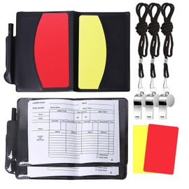 6 Pcs Red and Yellow Cards Soccer Referee Set，3pcs Soccer Referee Cards and 3 Pcs Whistle,Soccer Cards Set is Suitable for Football Matches,Soccer Game Sports