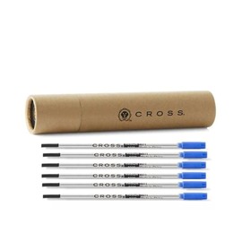 Cross Classic Blue Medium Ballpoint Ink Refills for Cross Ballpoint Pens, 6ct/pk (New Version) (Bulk Pack of 6/Pack) in Storage Tube ( Blue)