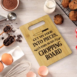 Qeheb Funny Cut My Food Into Piece Cutting Boards for Kitchen, Funny Charcuterie Board, Bamboo Cheese Board, New Home Decor Cutting Boards for Kitchen Neighbor Women Men Gifts Ideas