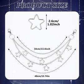 Ymapinc Star Pants Chain for Women, Gothic Punk Style Layered Pocket Pants Waist Chains, Rock and Hip-Hop Style Adjustable Jeans Waist Chains, Star Belt Chain, Wallet Chains (Silver)