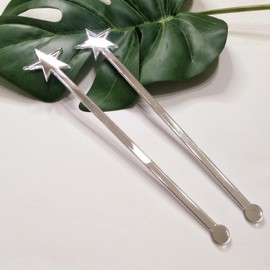 20PCS Star Drink Stirrers, Acrylic Cocktail Stirrers, Drink Stirrers, Laser Cut Wedding Decor Drink Stirrers Swizzle Sticks (Silver Mirror)