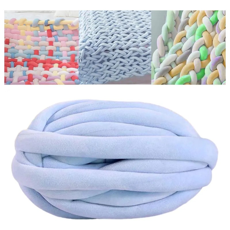Hilo Grueso Y Voluminoso, Lavable A Mano, Hilo Azul Claro